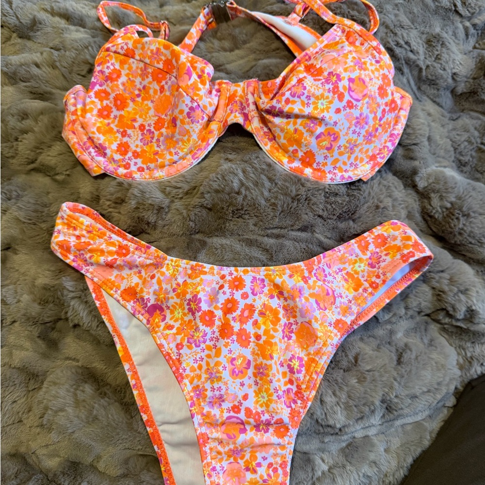 Floral Women’s bikini - Orange and Pink